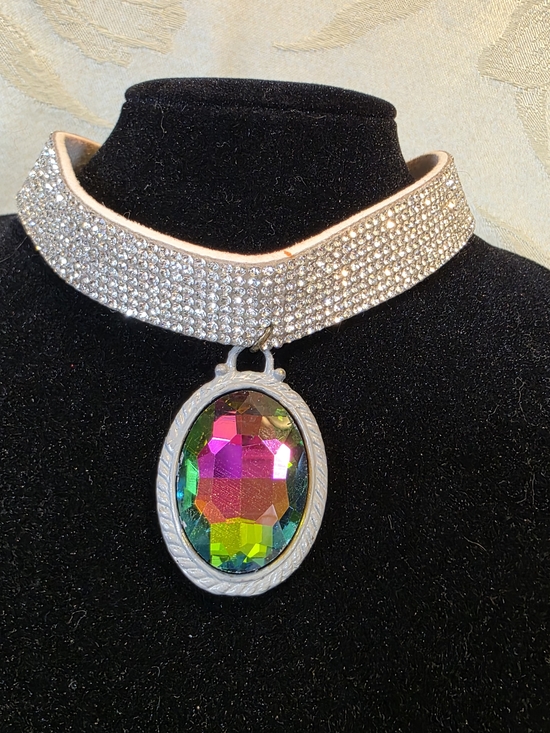 Jewelry - #99 Crystal Pavé Choker Necklace with Multicolor Pendant